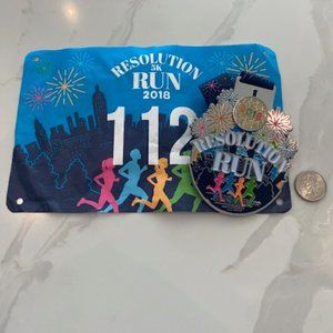 Gone for A Run Virtual running medal with bib - Resolution 5K Run 2018